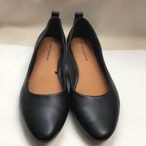 Lucky Brand "Canison" Soft Flexible Black Leather Slip On Ballet Flats sz 9M